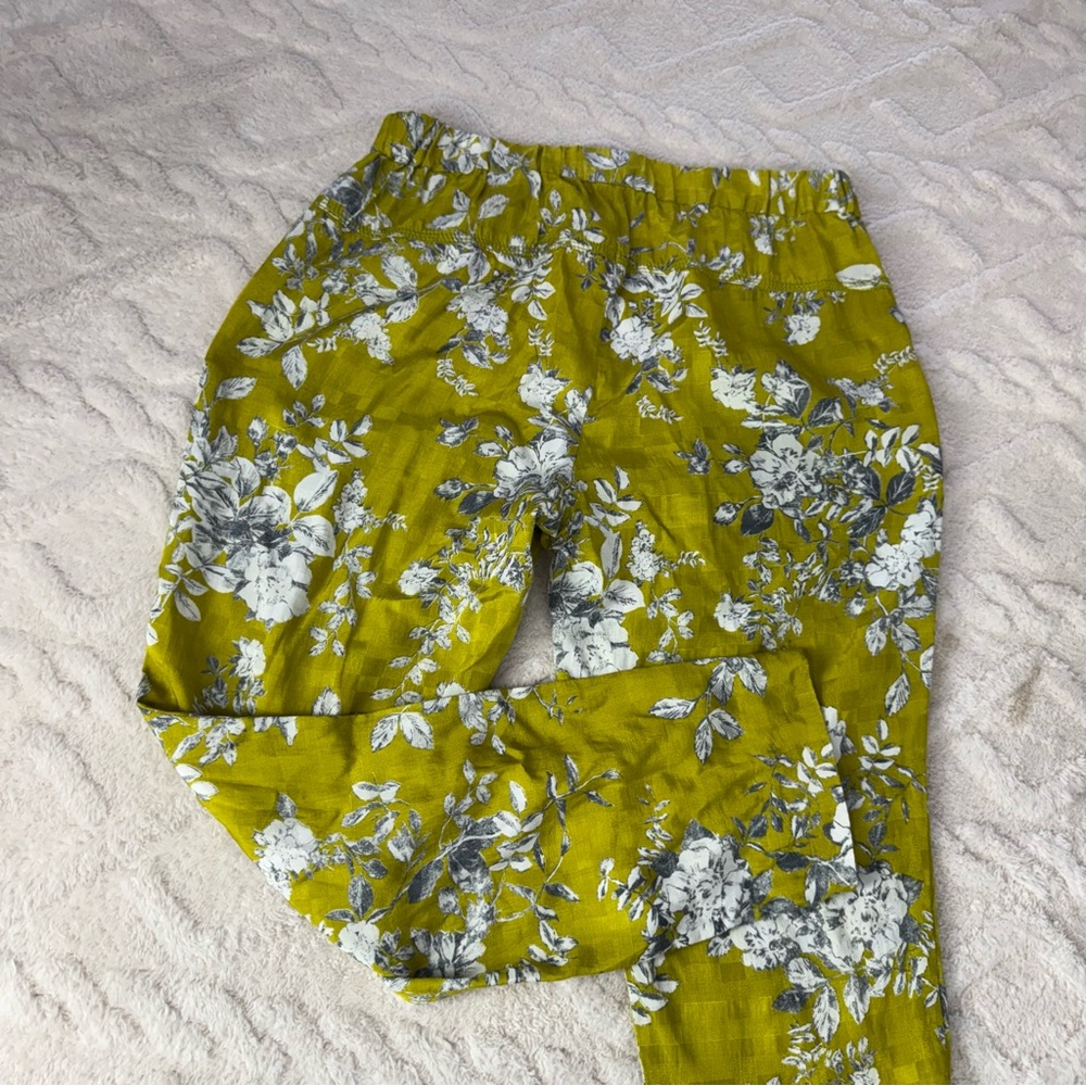 Elevenses anthropology pickle Yellow and White Floral work Pants women’s Sz 4
